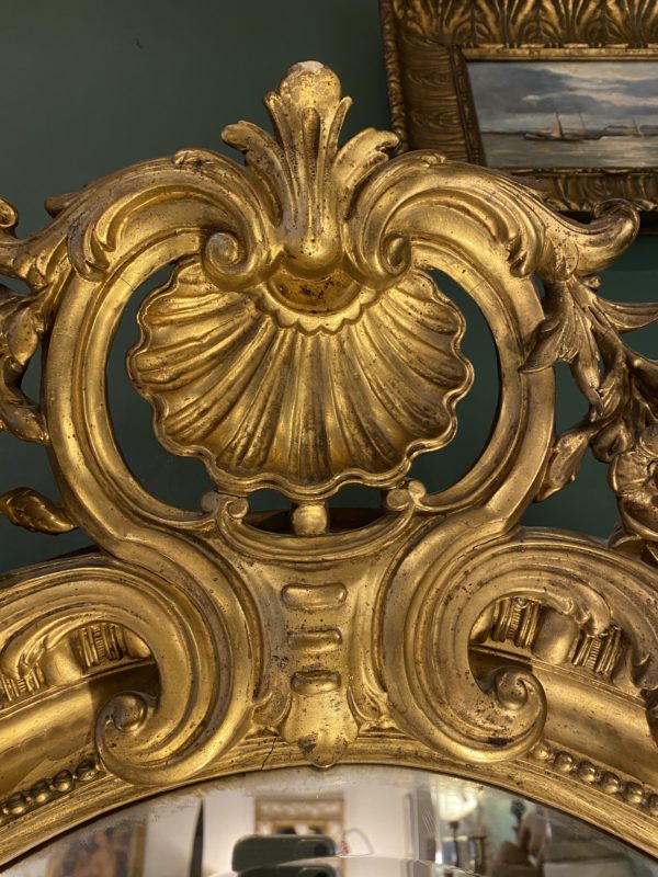 Miroir ovale ancien doré époque napoléon III style Louis XV