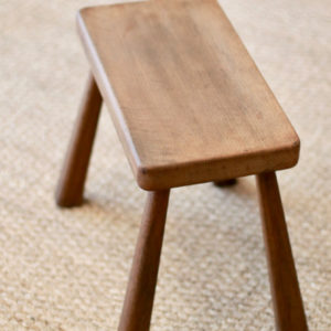 Tabouret brutaliste en chêne vintage