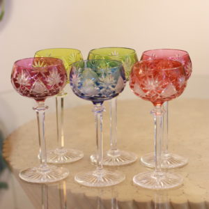 Verres à vin val-saint-lambert cristal coloré modèle Anvers