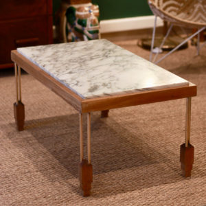 Table basse art déco unique bois et marbre