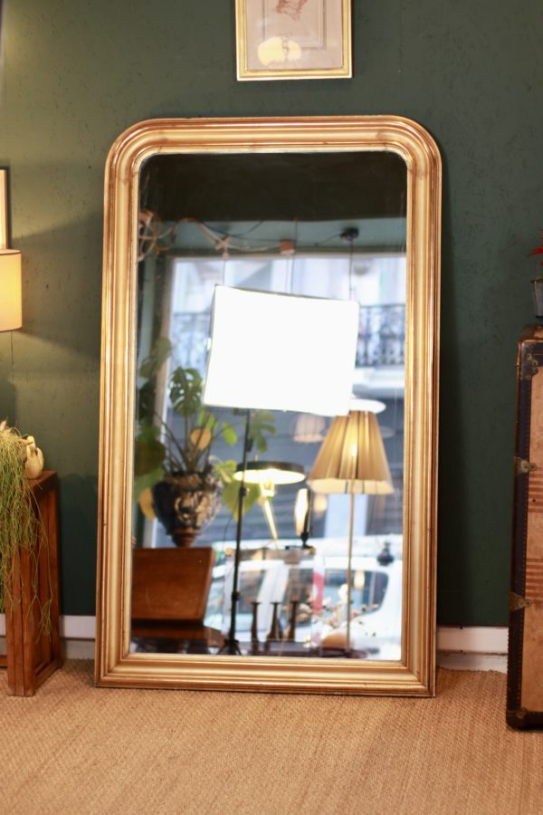 Grand miroir ancien doré de style Louis Philippe