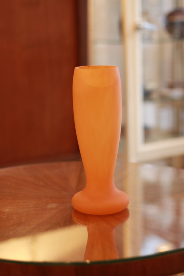 Grand vase vintage orange en verre