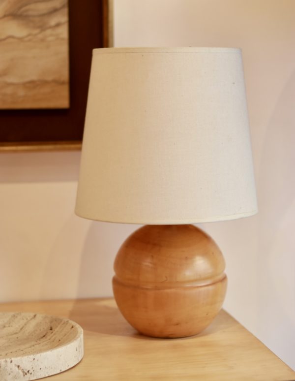 Lampe vintage en bois clair tourné