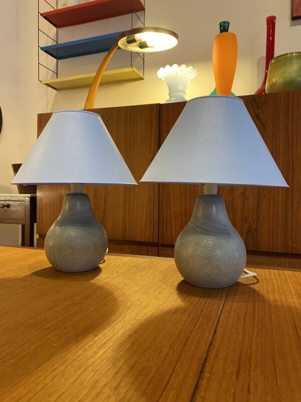 Paire de lampes "poires" en bois tourné, 1980 – Image 2