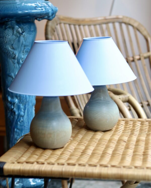 Paire de lampes "poires" en bois tourné, 1980