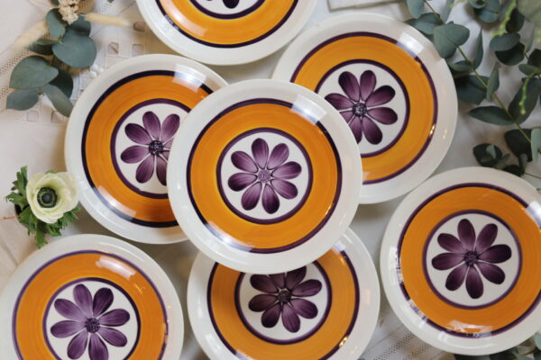 Assiettes à desser, en faïence de Gien