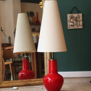 Lampe de sol des années 1960 en verre et laiton