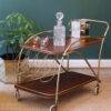 Desserte roulante vintage en laiton et teck – années 50 – Image 5