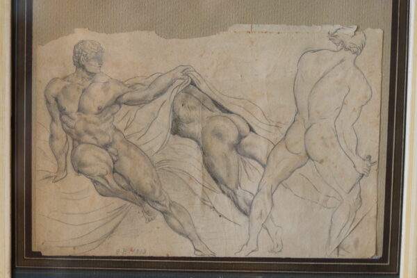 Dessin académique d'homme nu – A.H., 1819 – Image 3