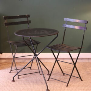Set bistrot vintage en métal vert foncé