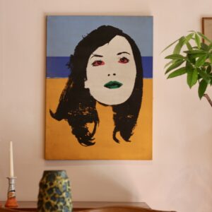 Portrait féminin, technique mixte (acrylique & sérigraphie), vers 1970.