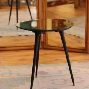 Table d’appoint tripode vintage, plateau miroir