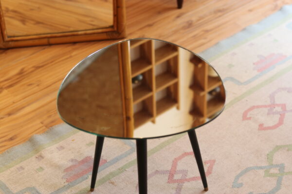 Table d’appoint tripode vintage, plateau miroir – Image 6