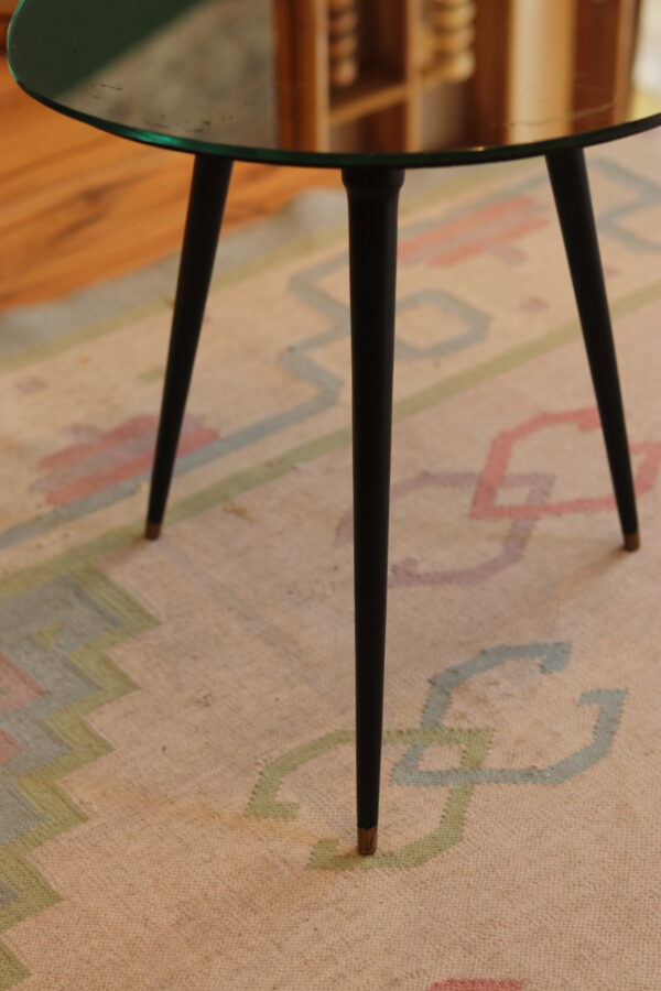 Table d’appoint tripode vintage, plateau miroir – Image 4