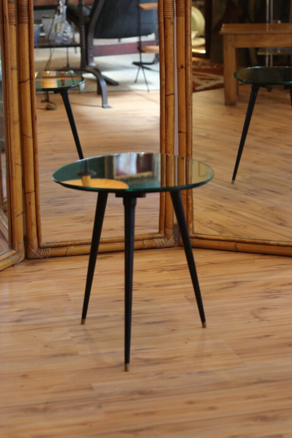 Table d’appoint tripode vintage, plateau miroir – Image 3