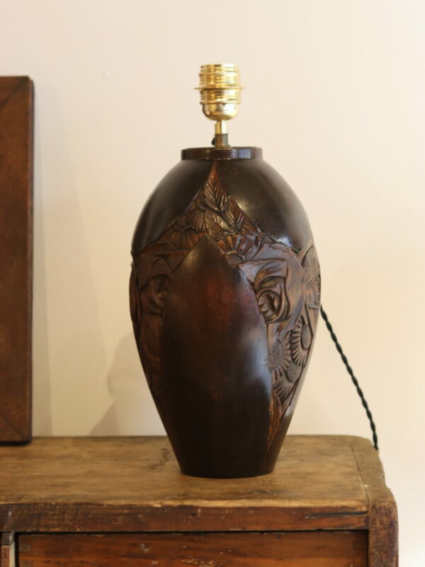 Pied de lampe Art Déco en bois sculpté, circa 1930 – Image 10