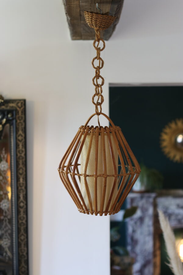 Suspension vintage en rotin, 1960