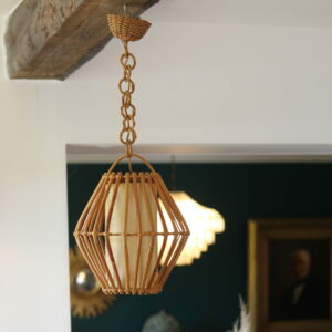 Suspension vintage en rotin, 1960