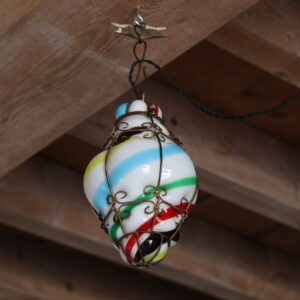Suspension Murano 1950 en verre soufflé multicolore « sucre d’orge »