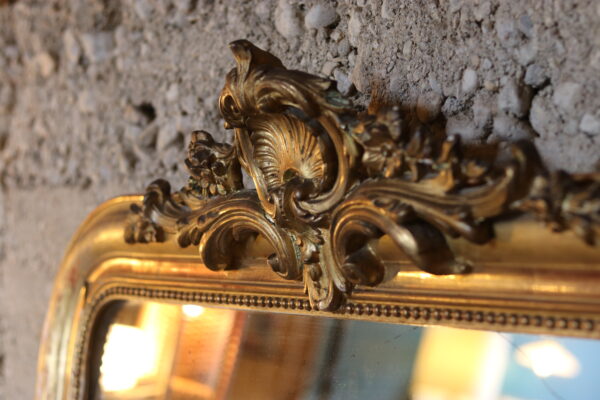 Grand miroir style Louis XVI, bois et stuc doré – Image 3