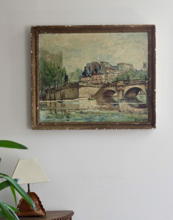 Paysage de Paris, Huile sur toile signée Brequigny