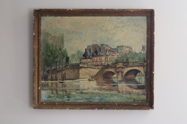 Paysage de Paris, Huile sur toile signée Brequigny, milieu XXème – Image 2