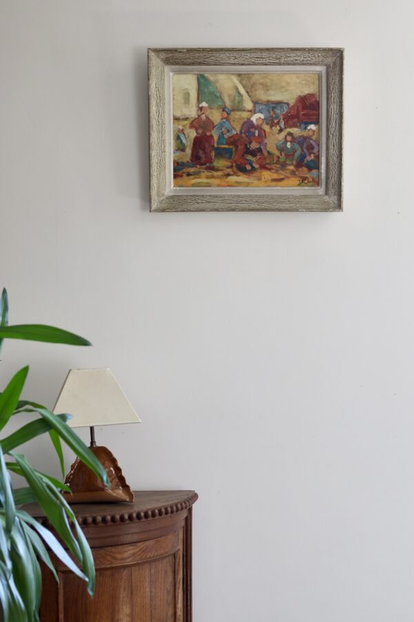 Scène bretonne, acrylique sur panneau signé