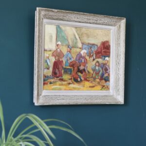 Scène bretonne, acrylique sur panneau signé