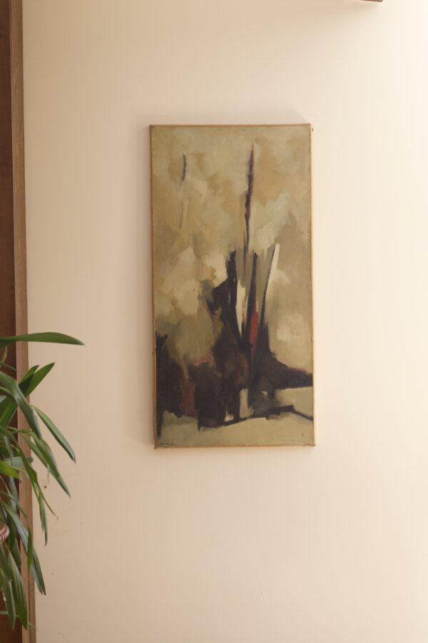 Huile sur toile abstraite signée Marie-Louise Hardy (1911-1987), datée 1961