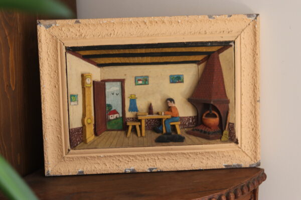 Tableau en bois sculpté et peint, 1950