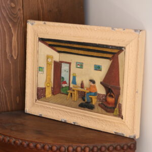 Tableau en bois sculpté et peint, 1950