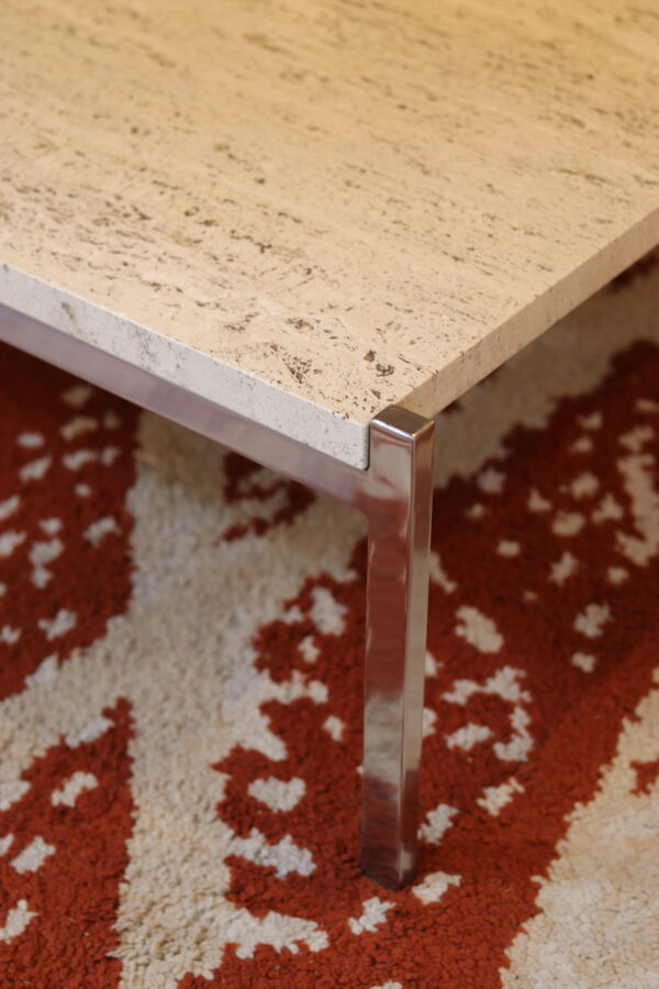 Table basse en travertin et métal chromé, 1970 – Image 9
