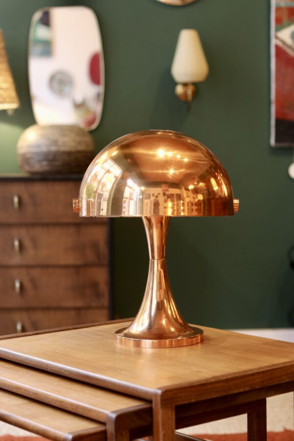 Lampe de table “champignon” Space Âge en métal cuivré, 1960