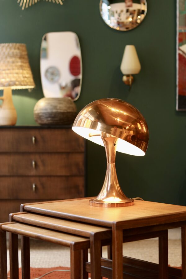 Lampe de table “champignon” Space Âge en métal cuivré, 1960 – Image 5