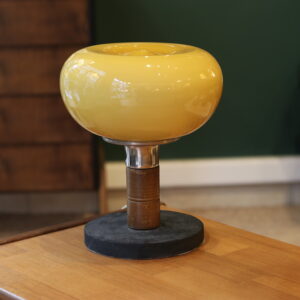Lampe vintage mid-century — globe en verre ambre, 1960