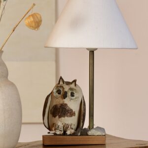 Lampe hibou en terre cuite 1960