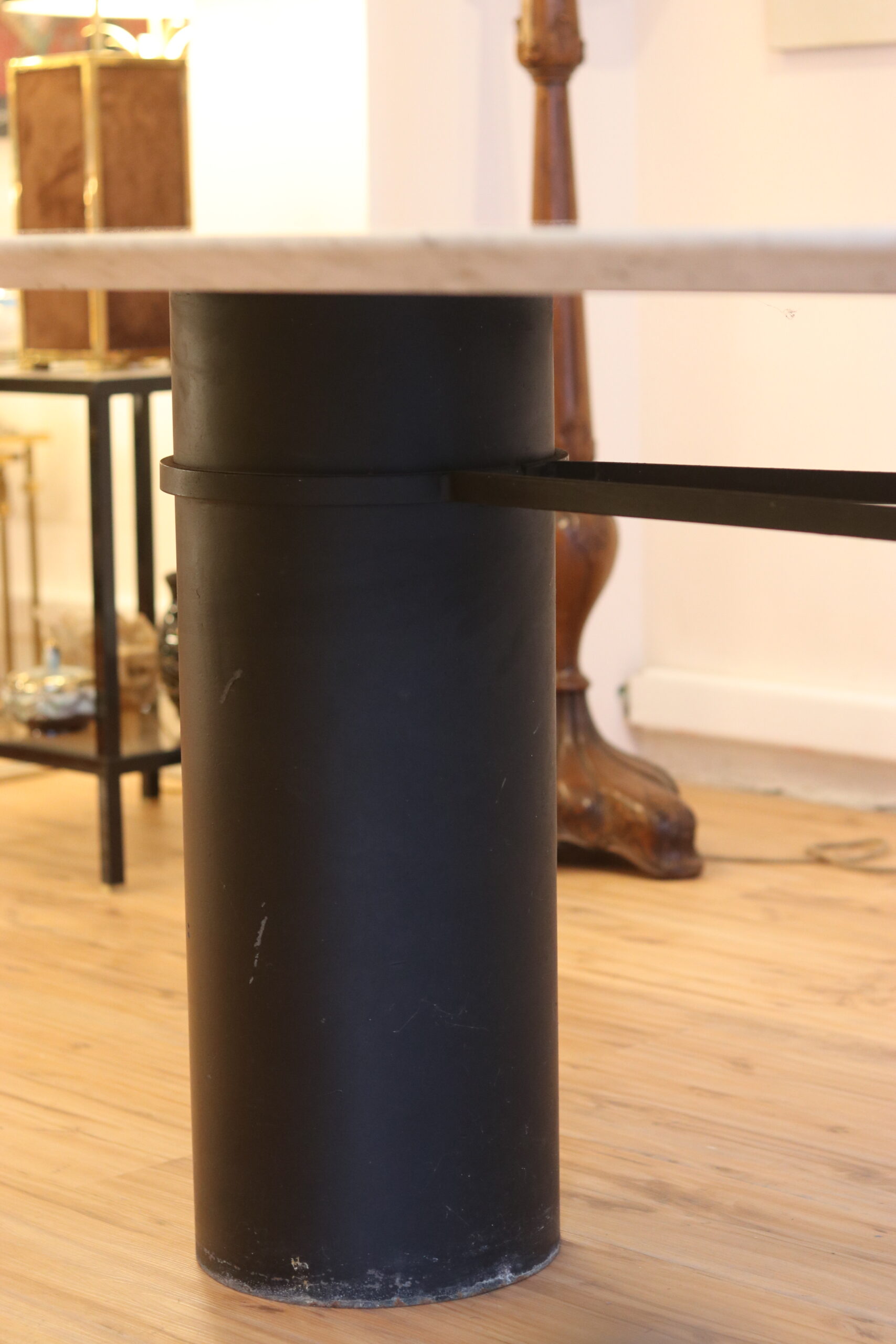 Grande table à manger vintage en marbre de carrare – Image 13