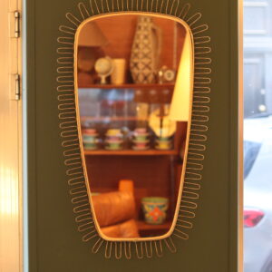 Miroir rétro-viseur vintage années 50-60, en métal doré ajouré,