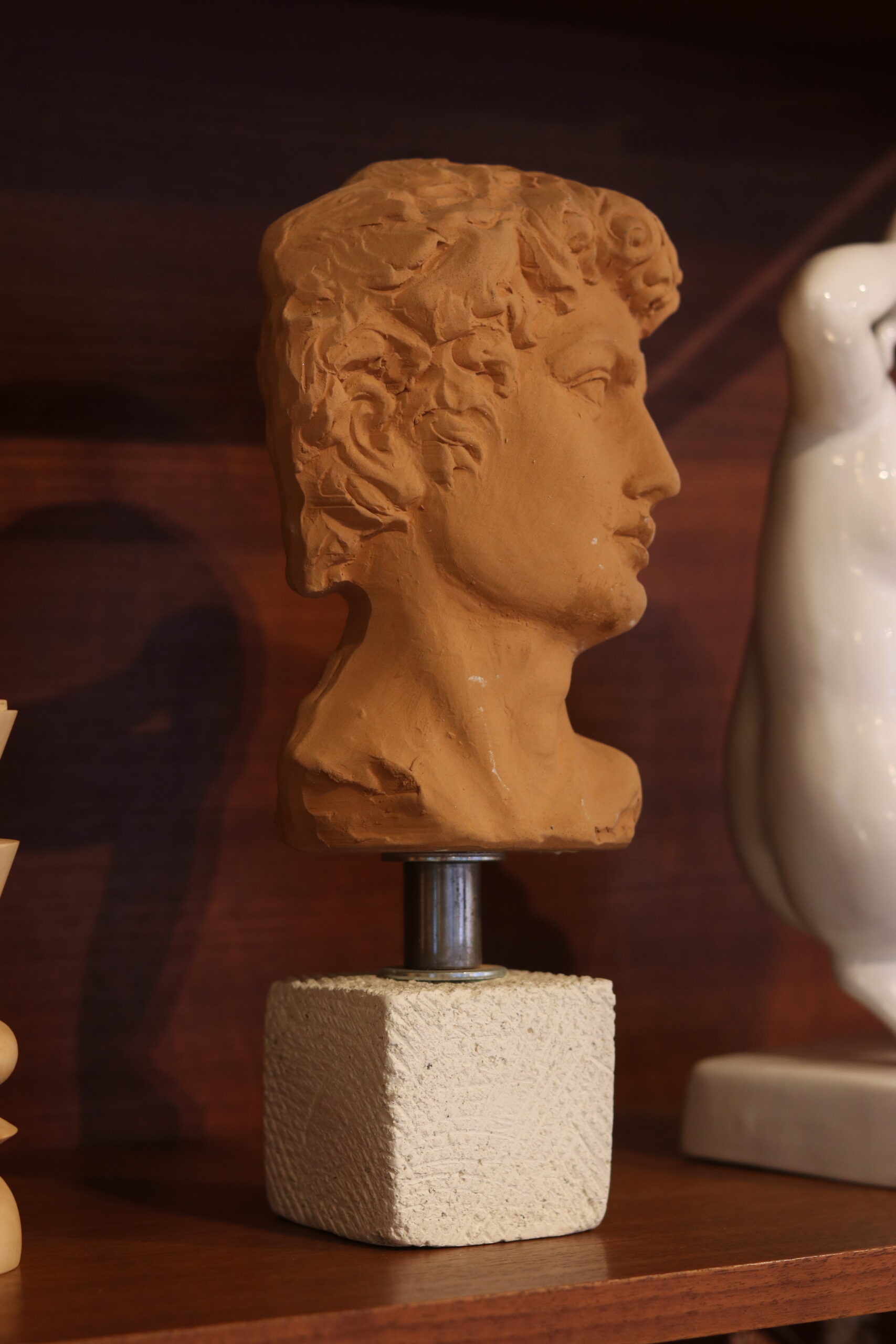 Tête d’Apollon en terre cuite sculptée à la main – Image 3