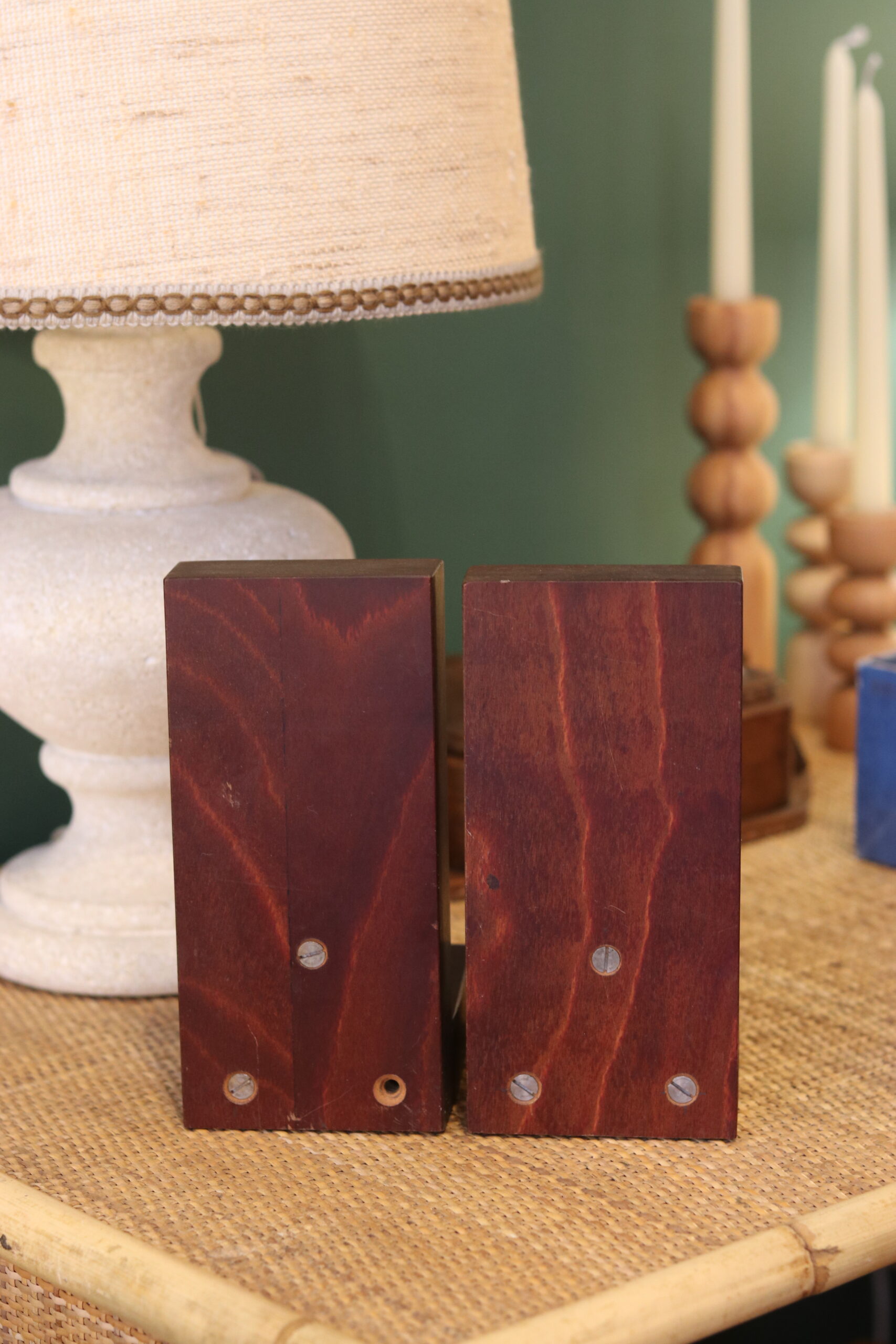 Paire de serre-livres Art Déco en acajou contreplaqué – Image 2
