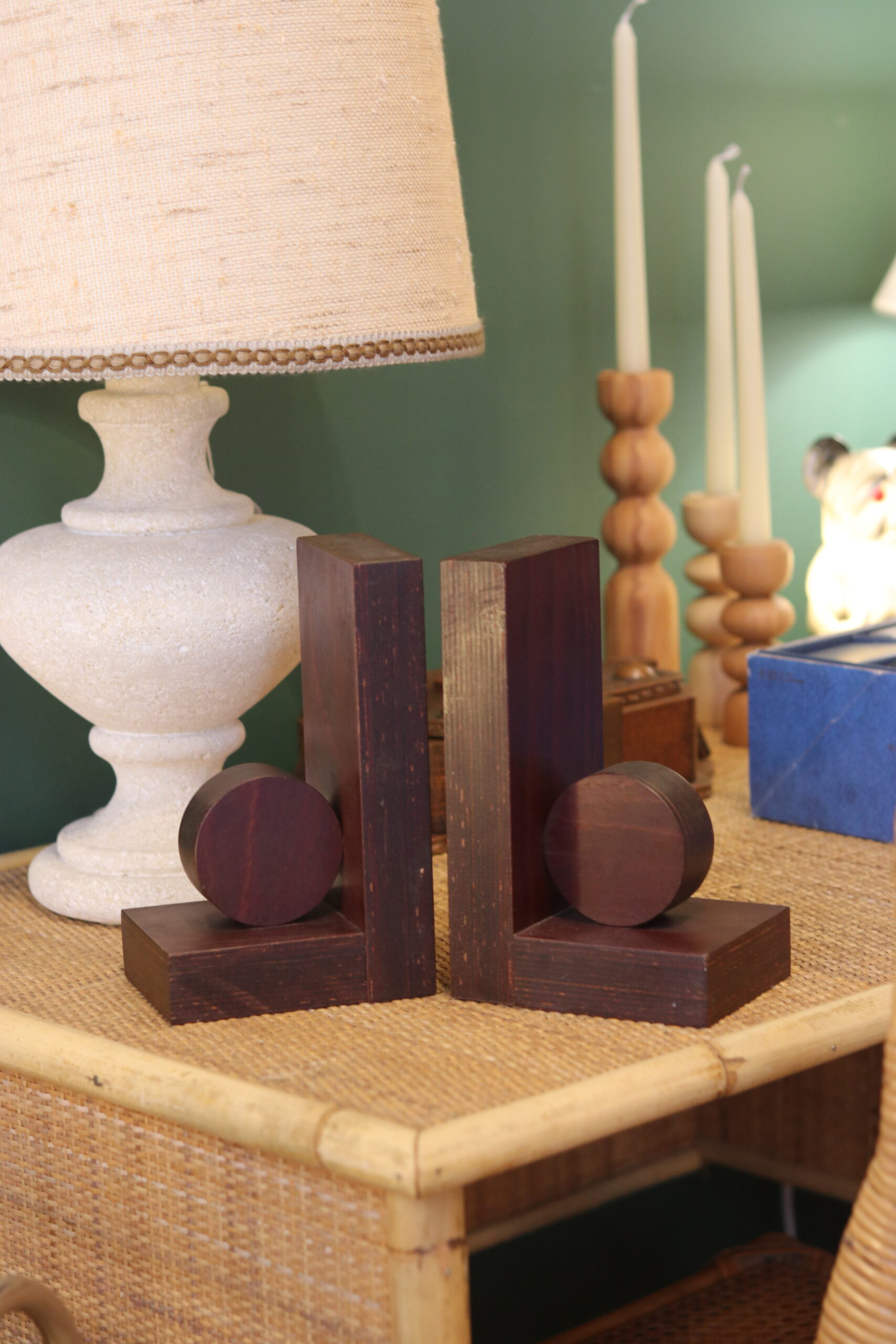 Paire de serre-livres Art Déco en acajou contreplaqué – Image 4