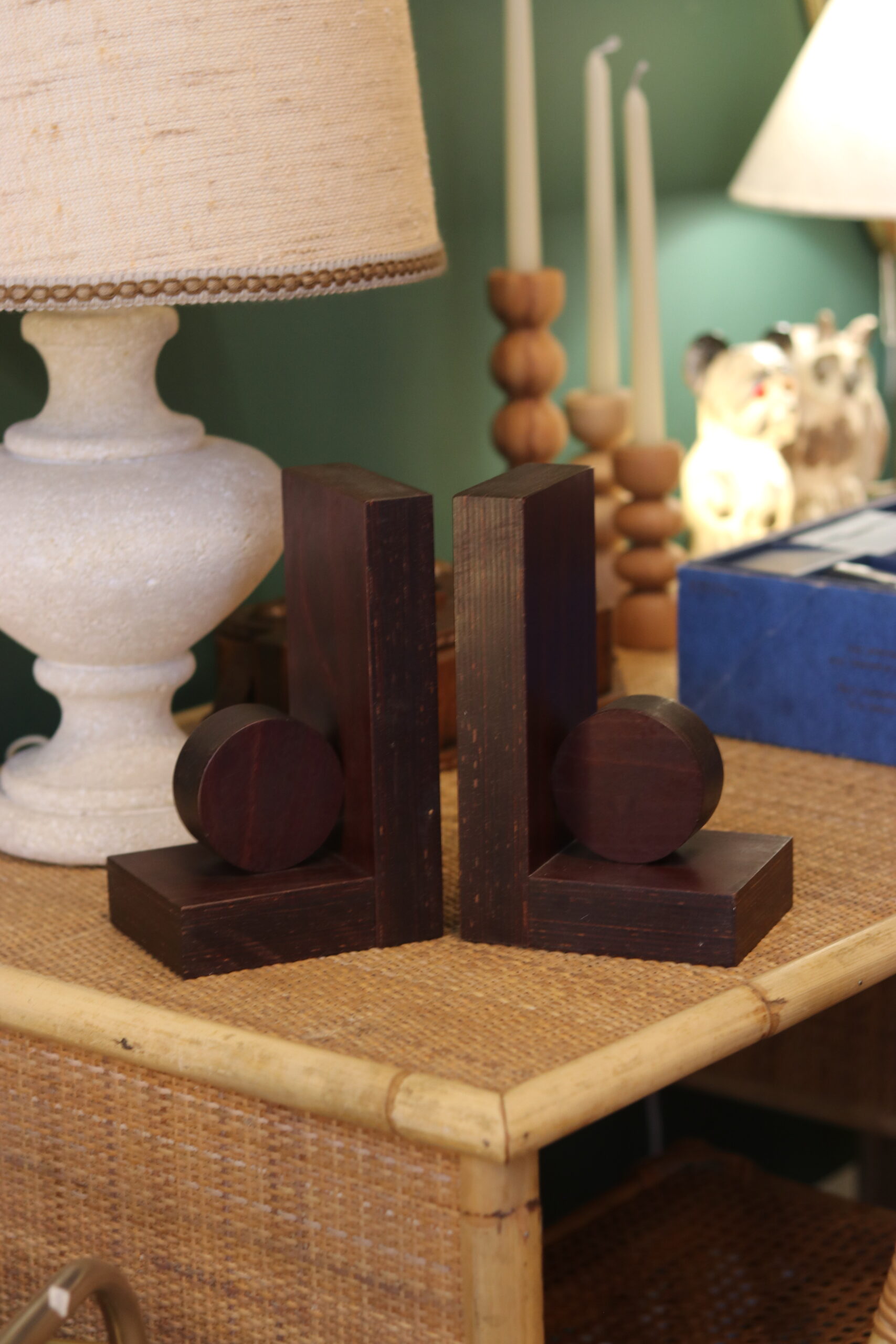 Paire de serre-livres Art Déco en acajou contreplaqué – Image 3