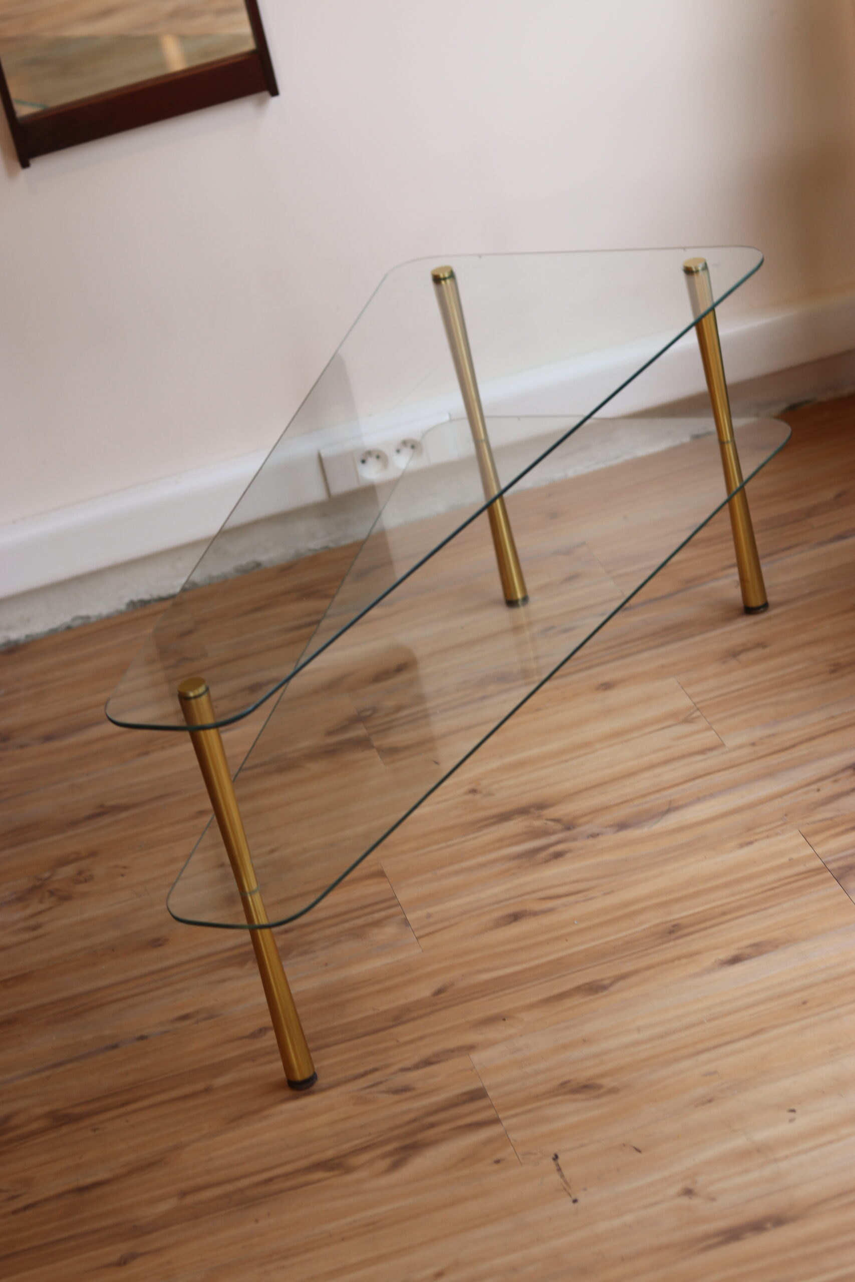 Table basse vintage en verre années 1950