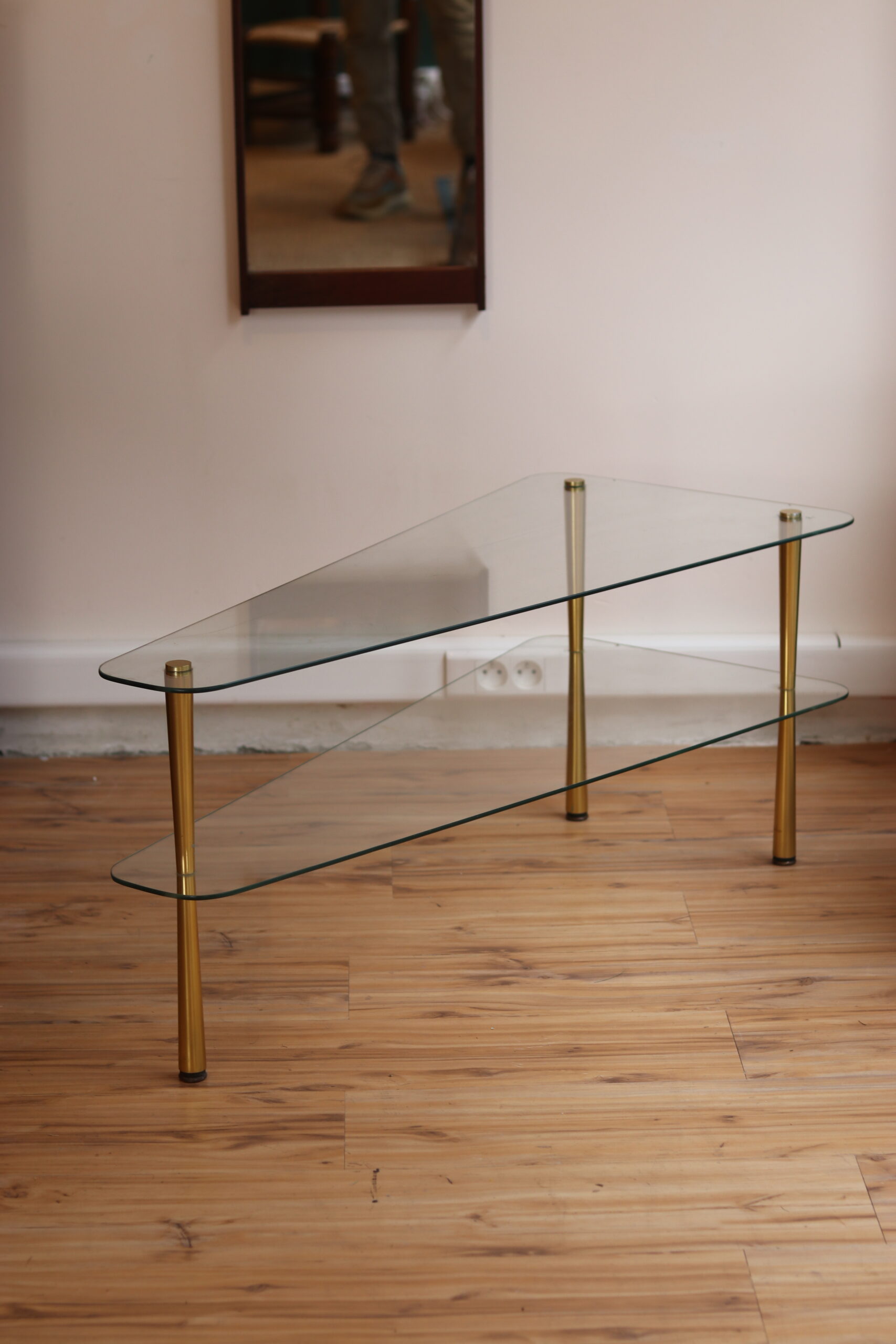 Table basse vintage en verre années 1950