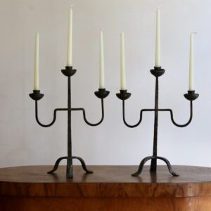 Paire de candélabres brutalistes en bronze, années 1960