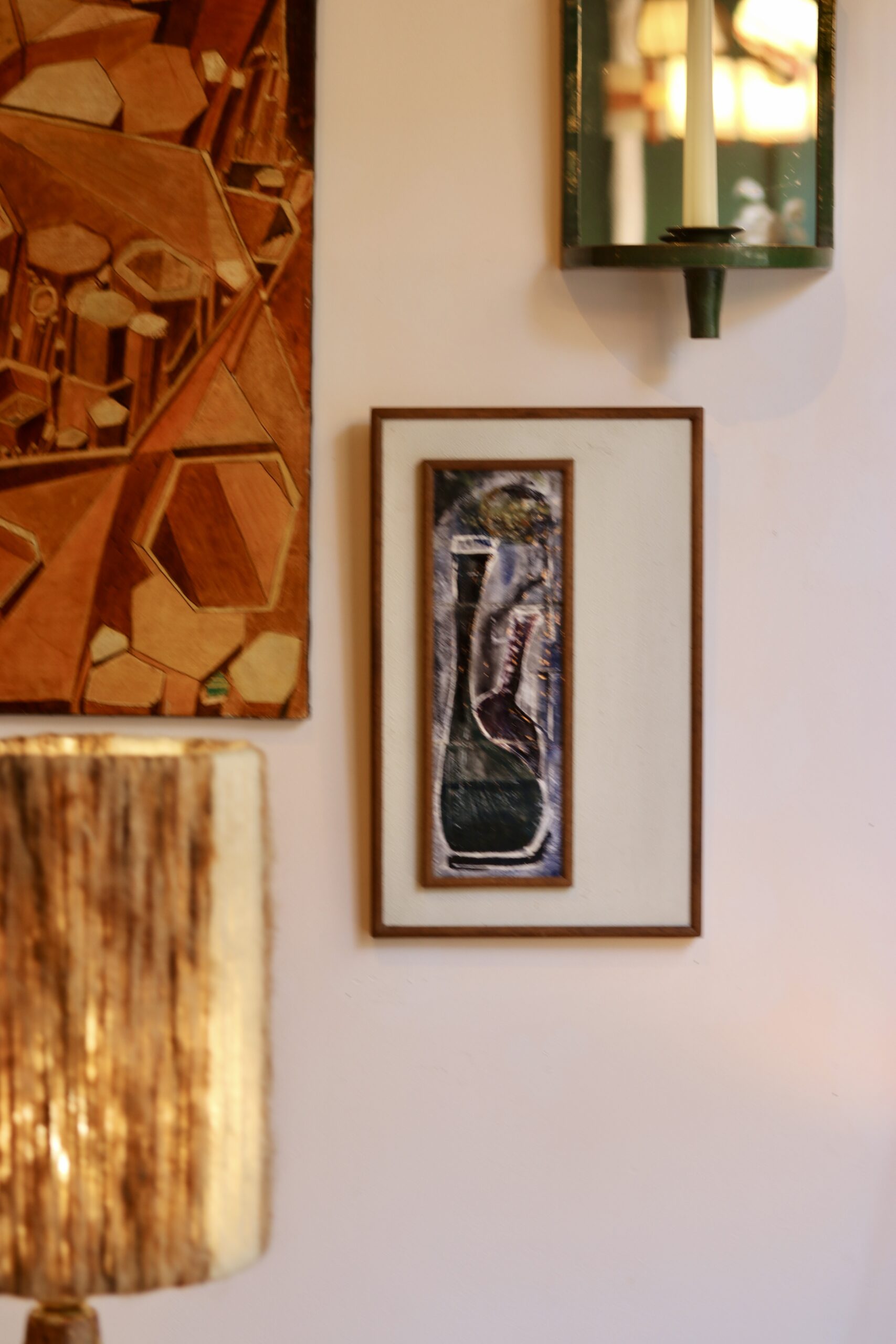 Cadre mural années 60 en céramique – nature morte stylisée