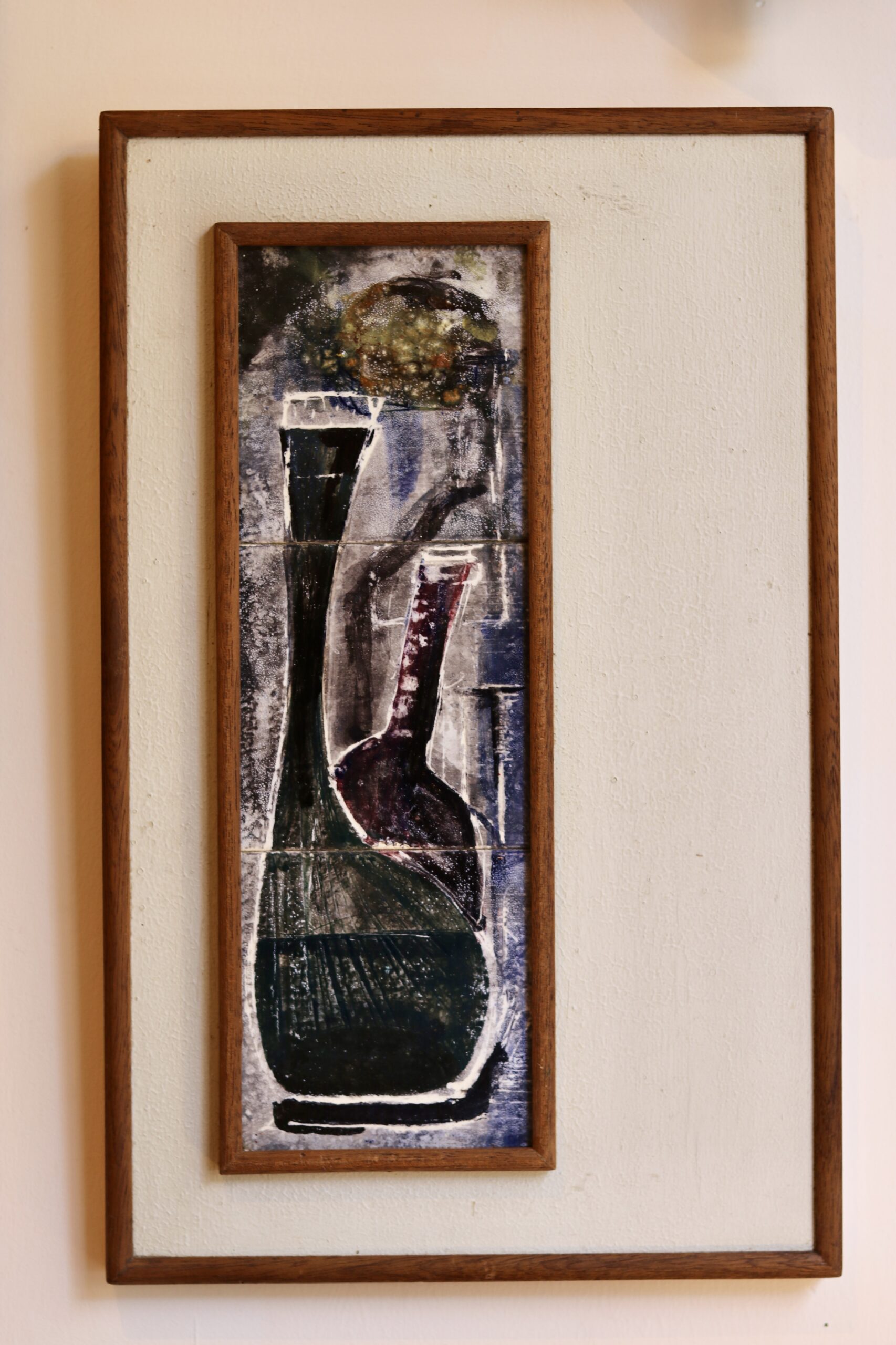Cadre mural années 60 en céramique – nature morte stylisée