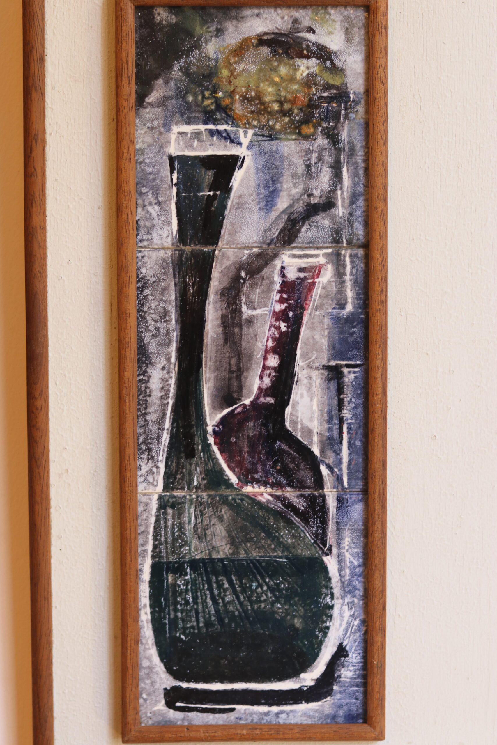 Cadre mural années 60 en céramique – nature morte stylisée – Image 4