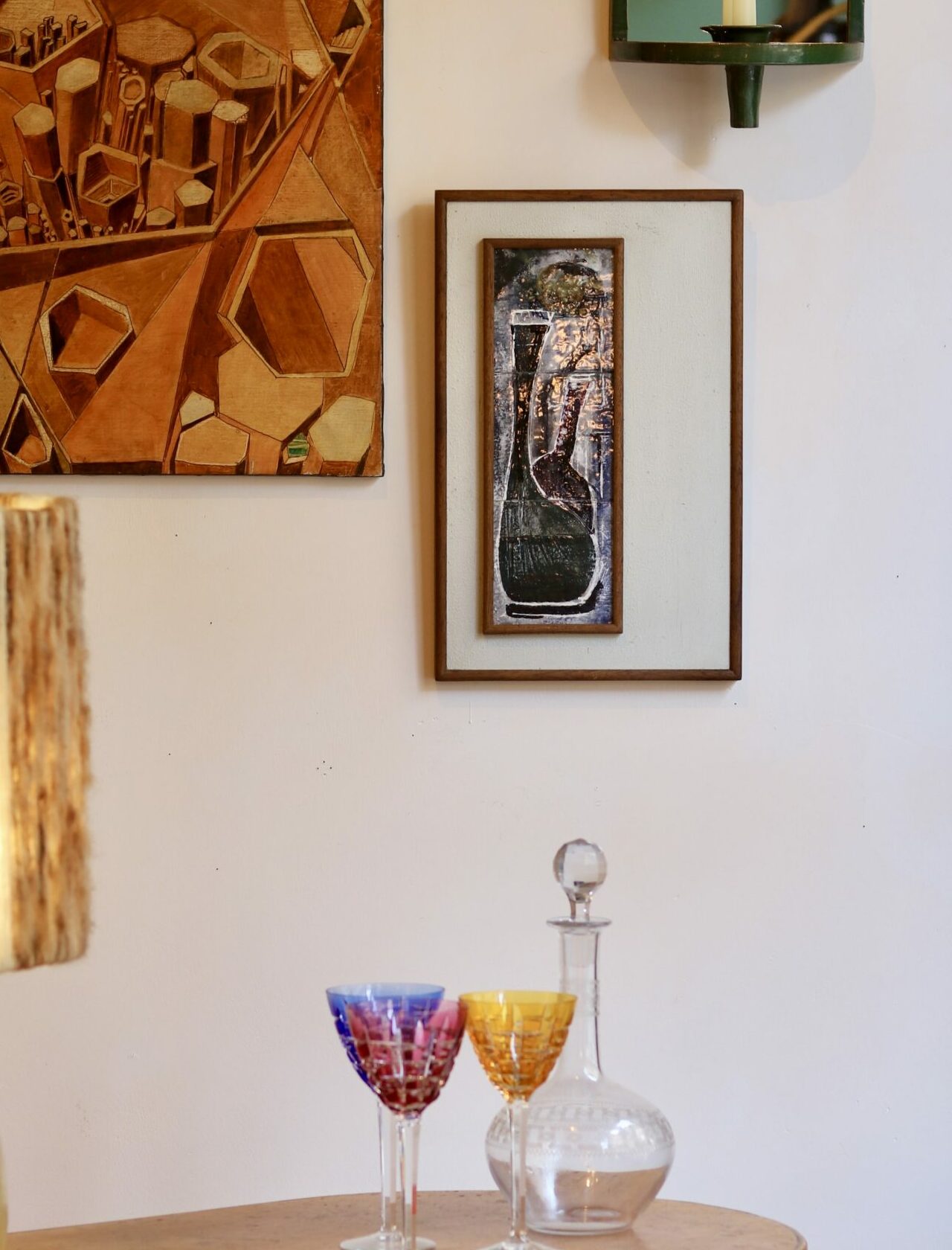 Cadre mural années 60 en céramique – nature morte stylisée – Image 2