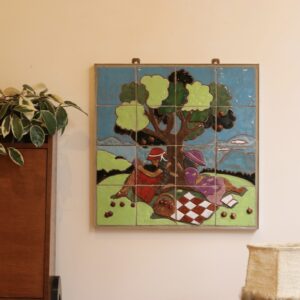 Plaque murale en céramique émaillée des années 70, Jeannine Weymeers